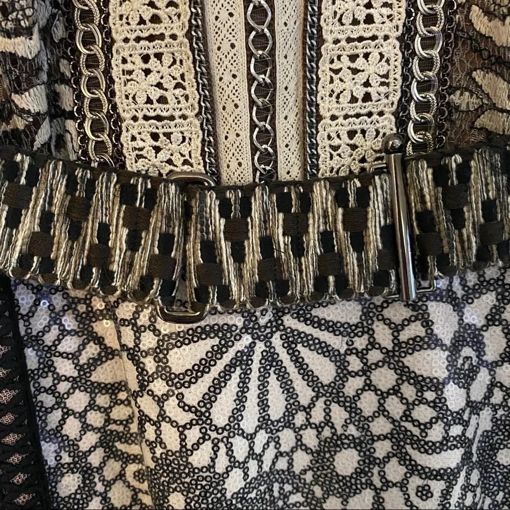 Beguile by Byron Lars Melange Lace Pencil Dress in Black and Ivory - Picture 10 of 12